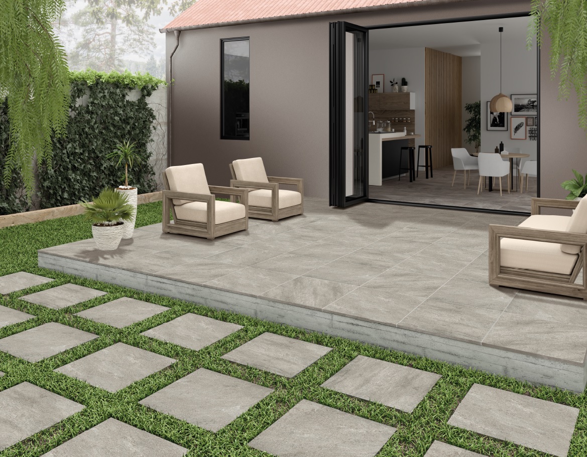 Feinsteinzeug Terrassenplatten Serenity Grau